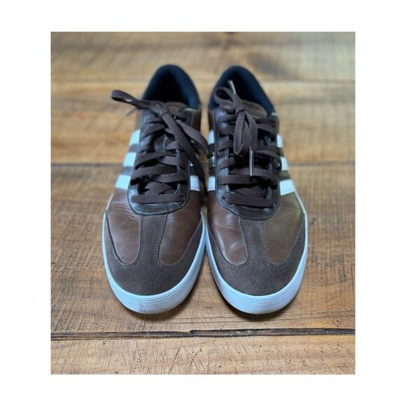 Mens Adidas Adicross V Brown Leather White Spikeless Sneakers Golf Shoes 9.5 - Picture 2 of 13